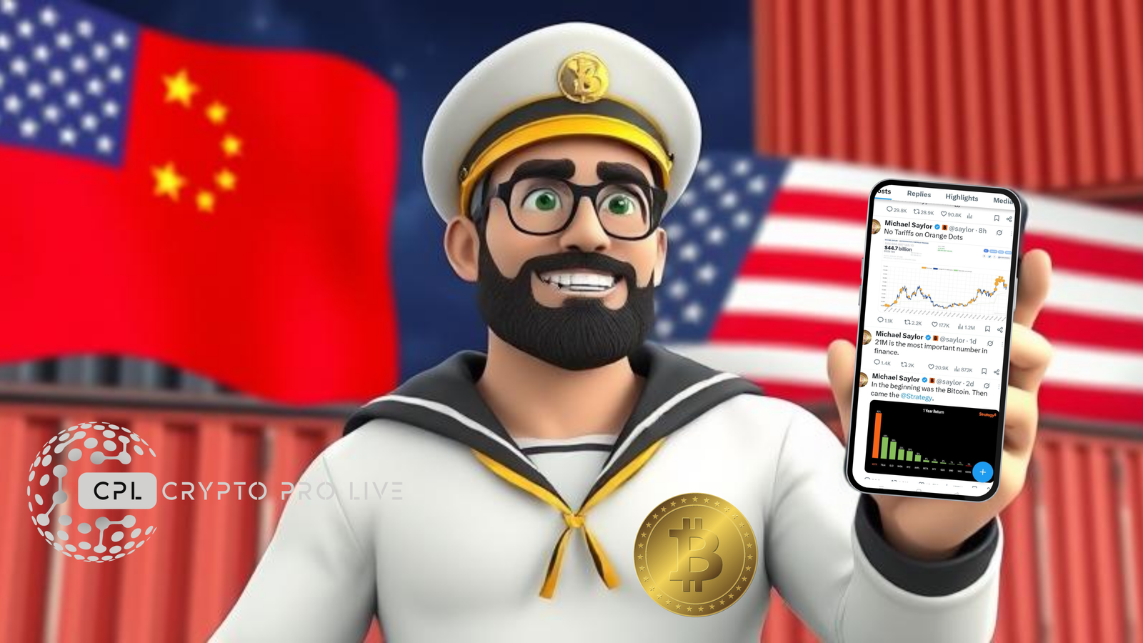 Michael Saylor’s $44B Bitcoin Bet No Tariffs on Orange Dots